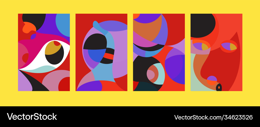 Abstract colorful geometric and curvy pattern Vector Image
