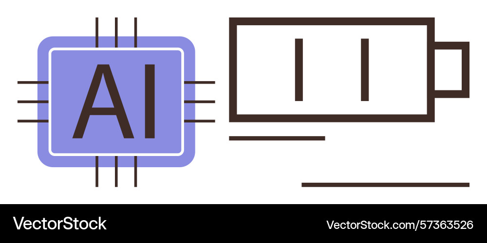 Artificial intelligence processor and battery Artificial intelligence processor and battery vector image