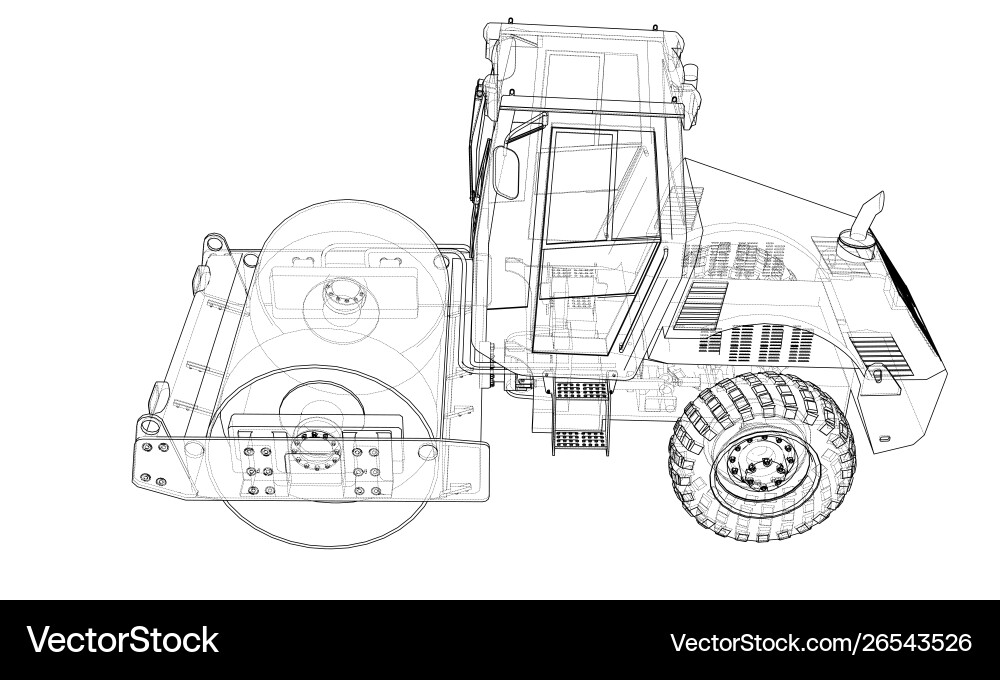 Asphalt Compactor Machine Vector Image