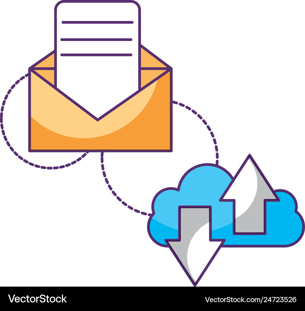 Cloud computing email message upload download data vector image