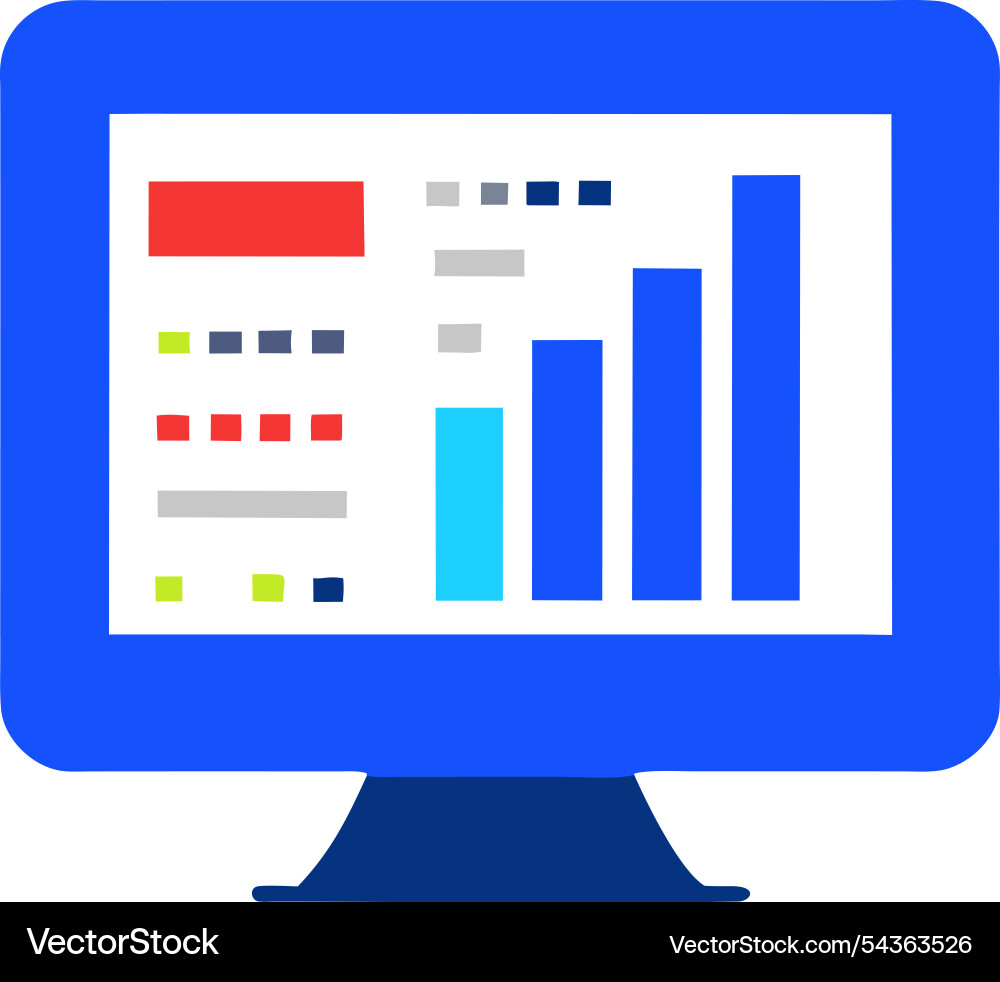 Computer chart data on the screen Vector Image