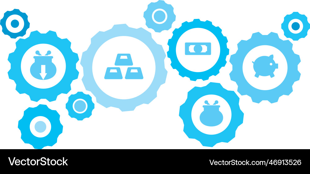 Connected gears and icons for logistic service Vector Image