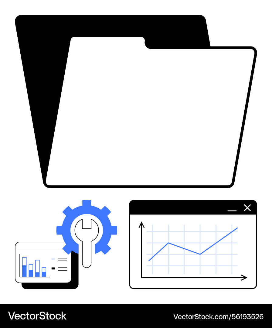 Data analysis and management tools with graph Data analysis and management tools with graph vector image