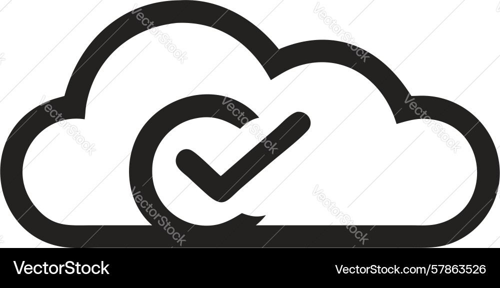 Data synced cloud computing success checkmark vector image
