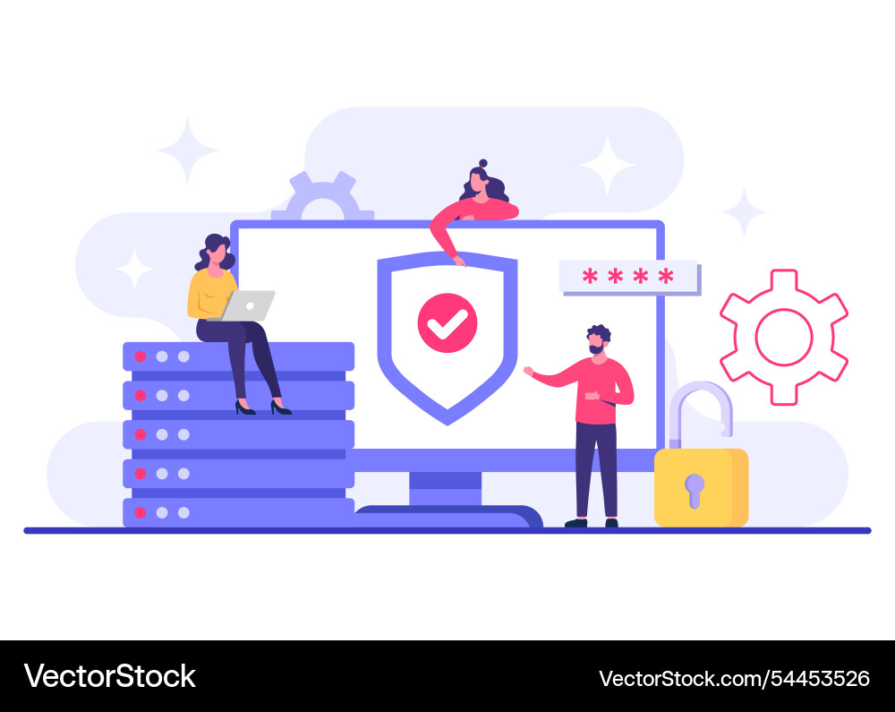 Database protection cyber security data center Database protection cyber security data center vector image