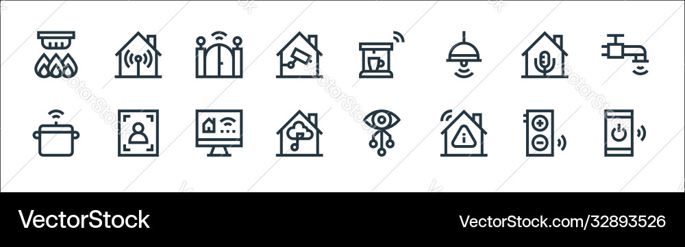 Flat smarthome line icons linear set quality Flat smarthome line icons linear set quality vector image