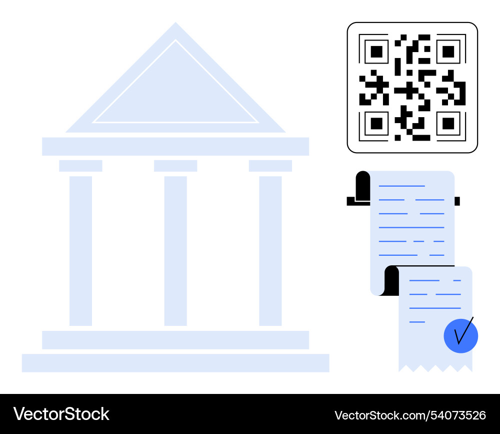 Government building with qr code and printed Government building with qr code and printed vector image