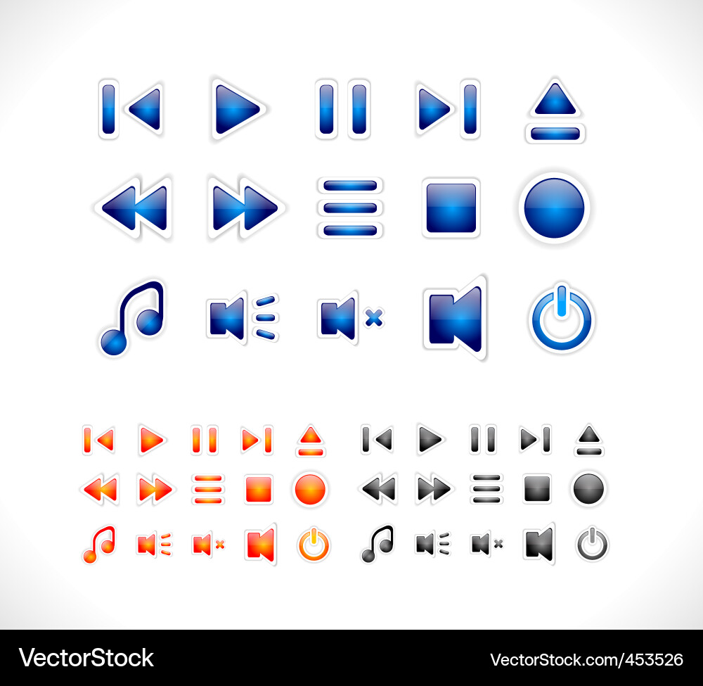 Media Icons Set Vector Image