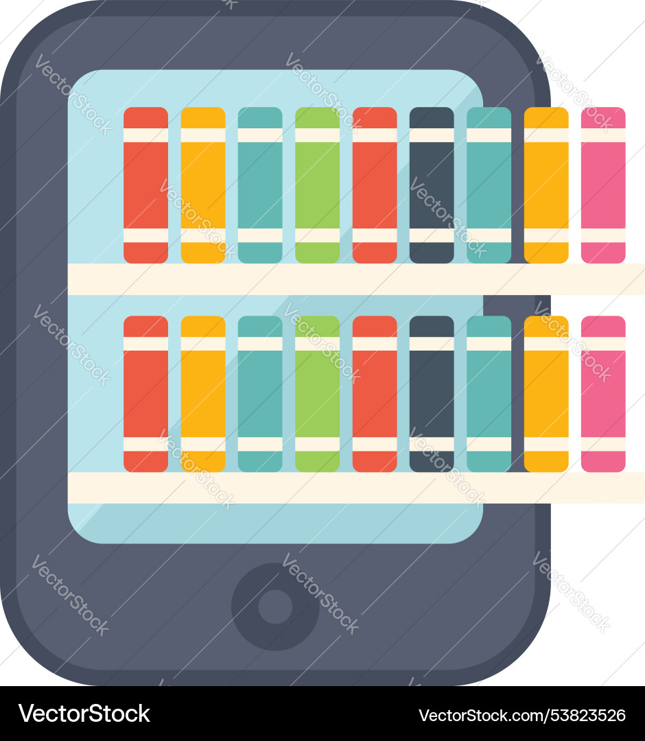 Mobile phone displaying bookshelf with colorful Mobile phone displaying bookshelf with colorful vector image