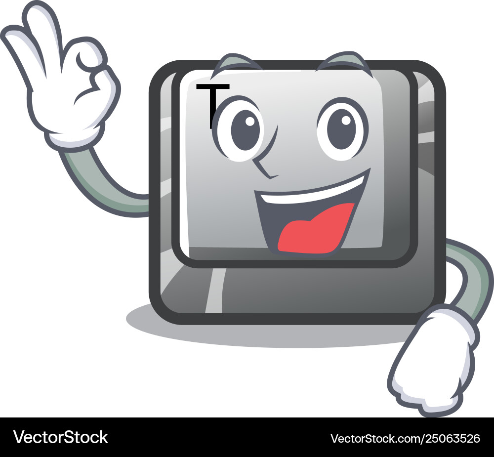 Okay t button installed on character computer vector image