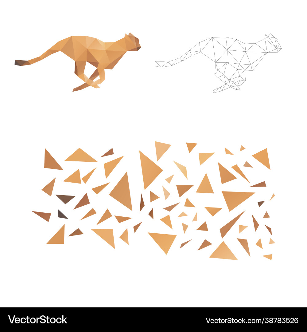 Puzzle from triangles collect a cheetah Puzzle from triangles collect a cheetah vector image