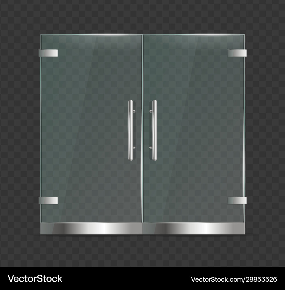Realistische 3d detaillierte Glastür schließen Realistische 3d detaillierte Glastür schließen vektorbild