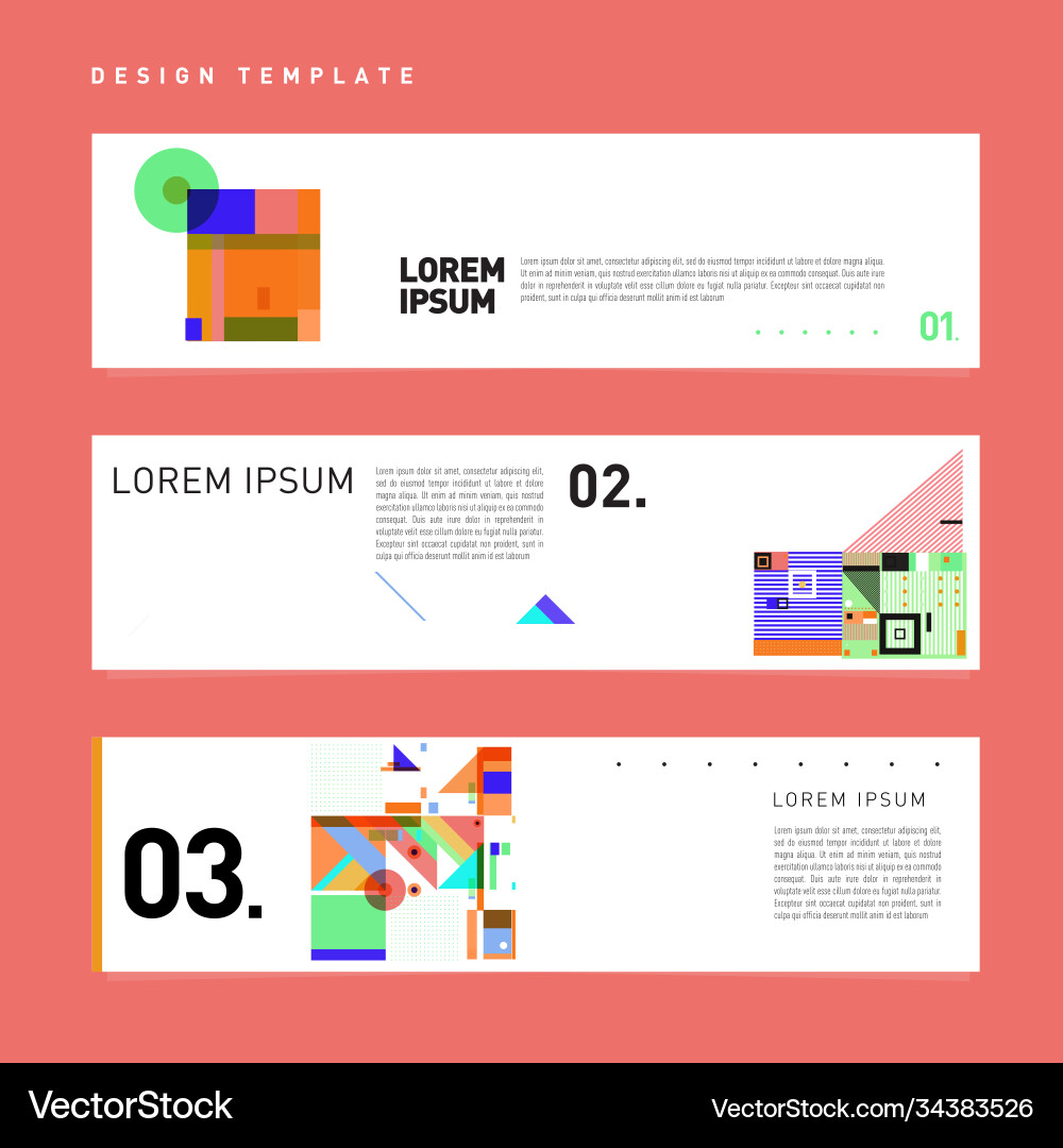 Set abstract banner web design template retro Vector Image