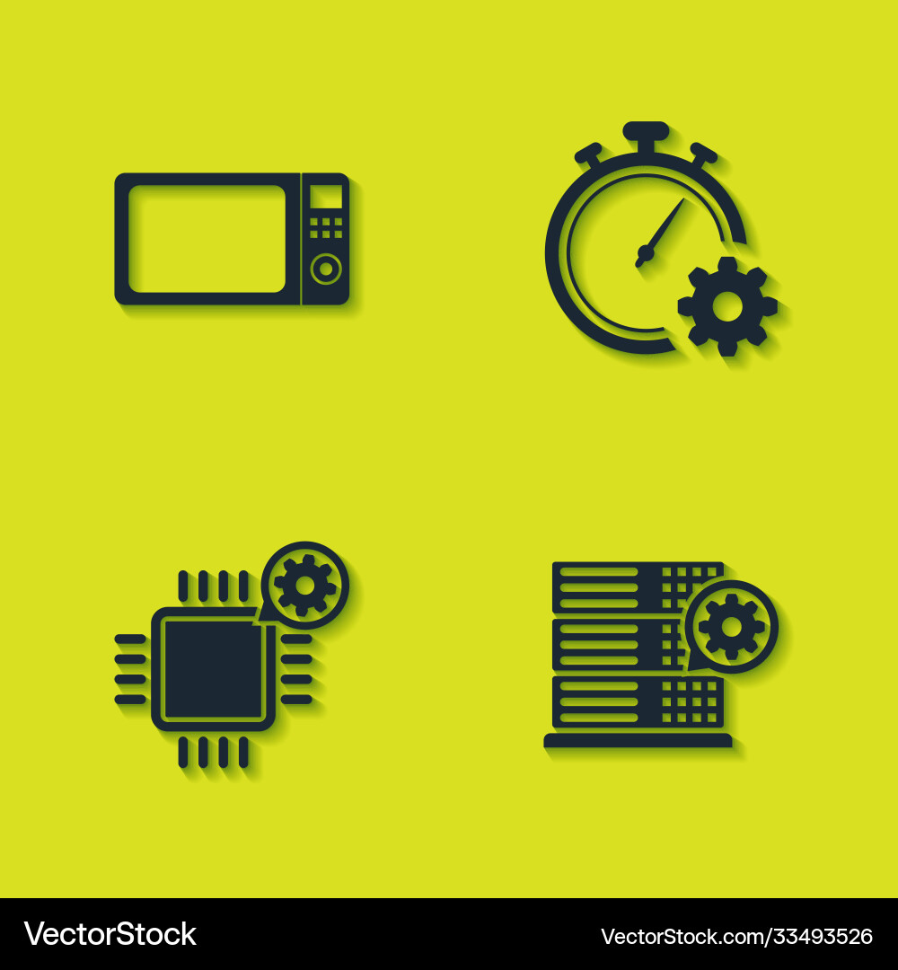 Set microwave oven server setting processor Set microwave oven server setting processor Vector Image