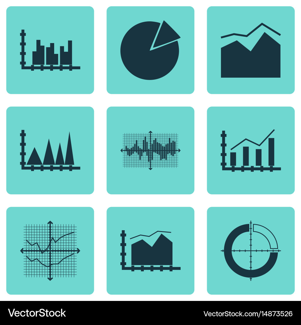 Set of graphs diagrams and statistics icons Vector Image