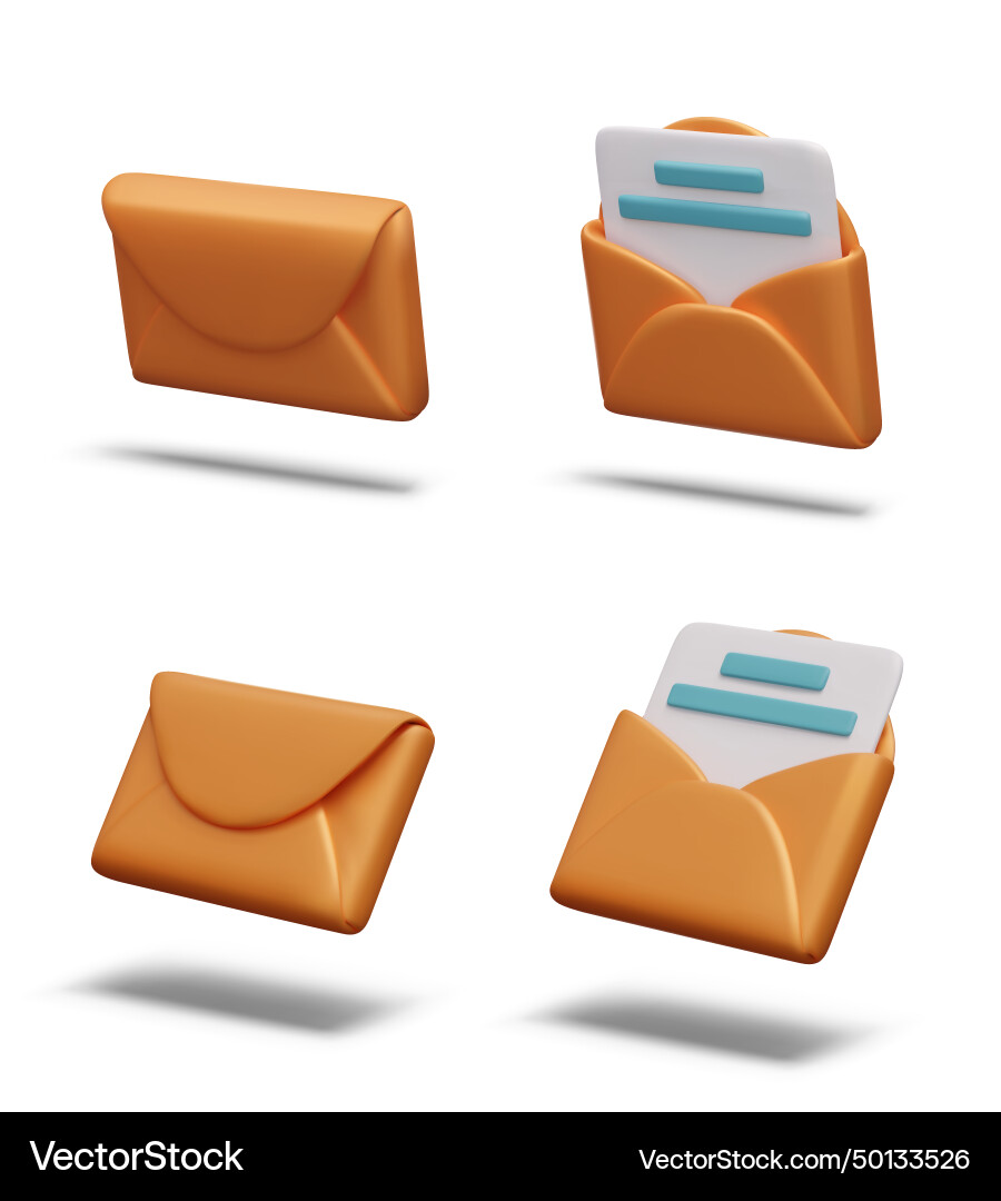 Set of open and closed envelopes in different Vector Image