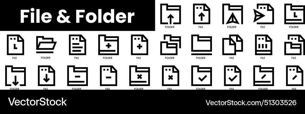 Set of outline file and folder icons minimalist Set of outline file and folder icons minimalist Vector Image