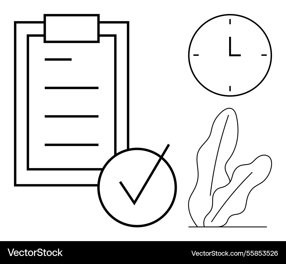 Task management and time tracking with checklist vector image