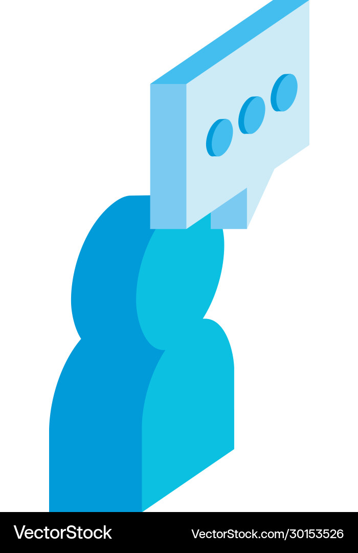 User with speech bubble message isometric style vector image