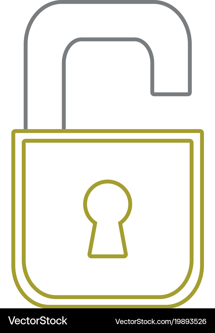 Yellow line security open padlock object vector image