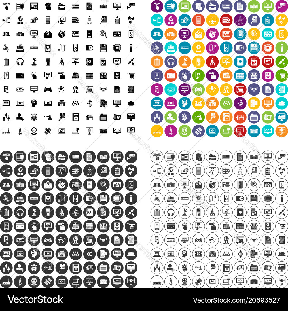 100 database icons set variant 100 database icons set variant vector image
