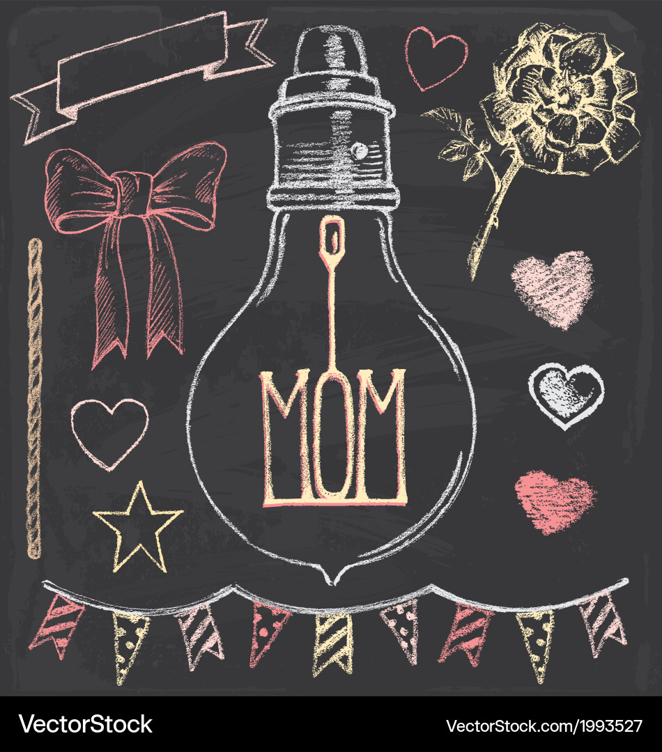 Chalkboard Mother's Day Elements vector image