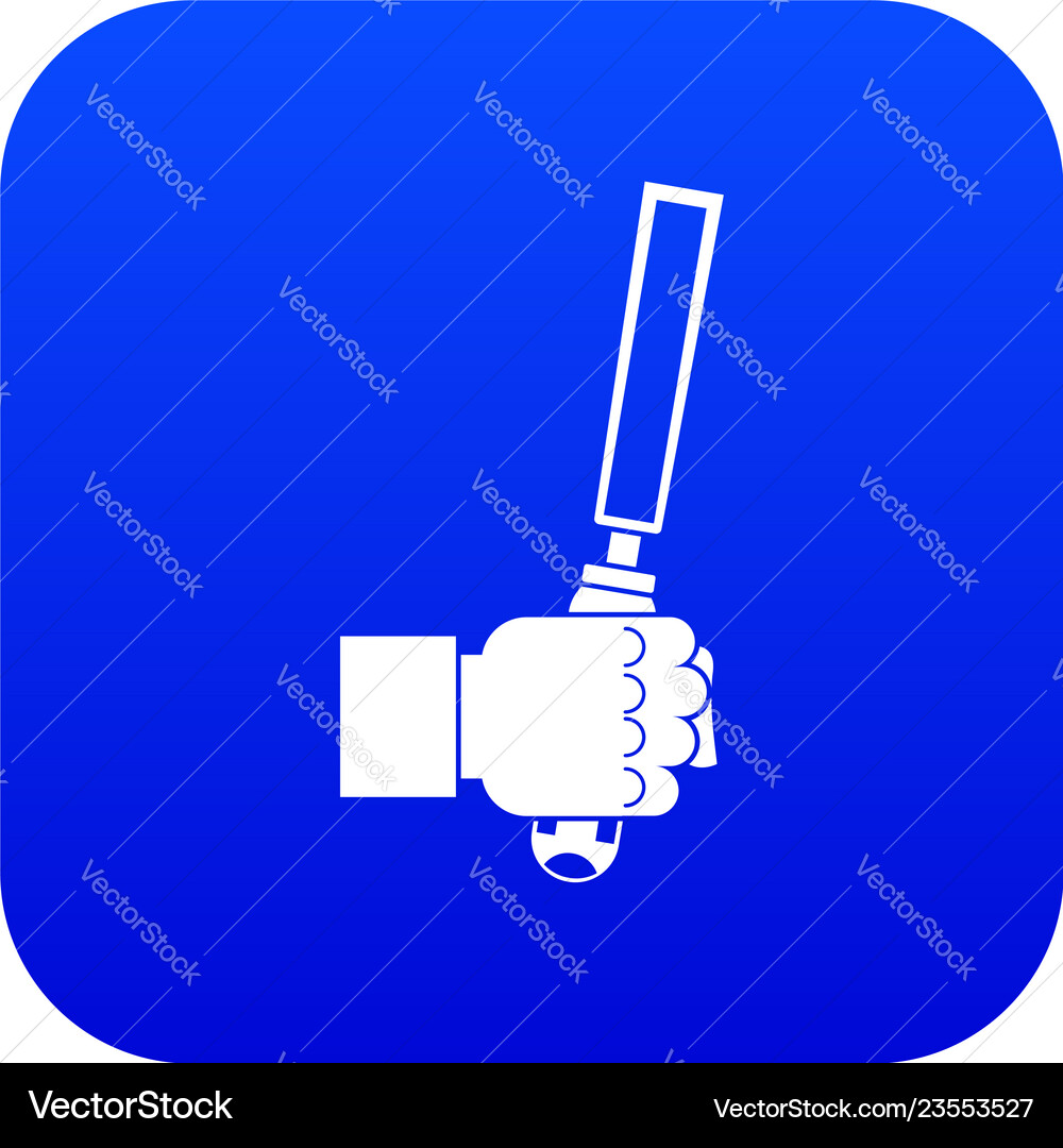 Chisel tool in man hend icon digital blue Chisel tool in man hend icon digital blue vector image
