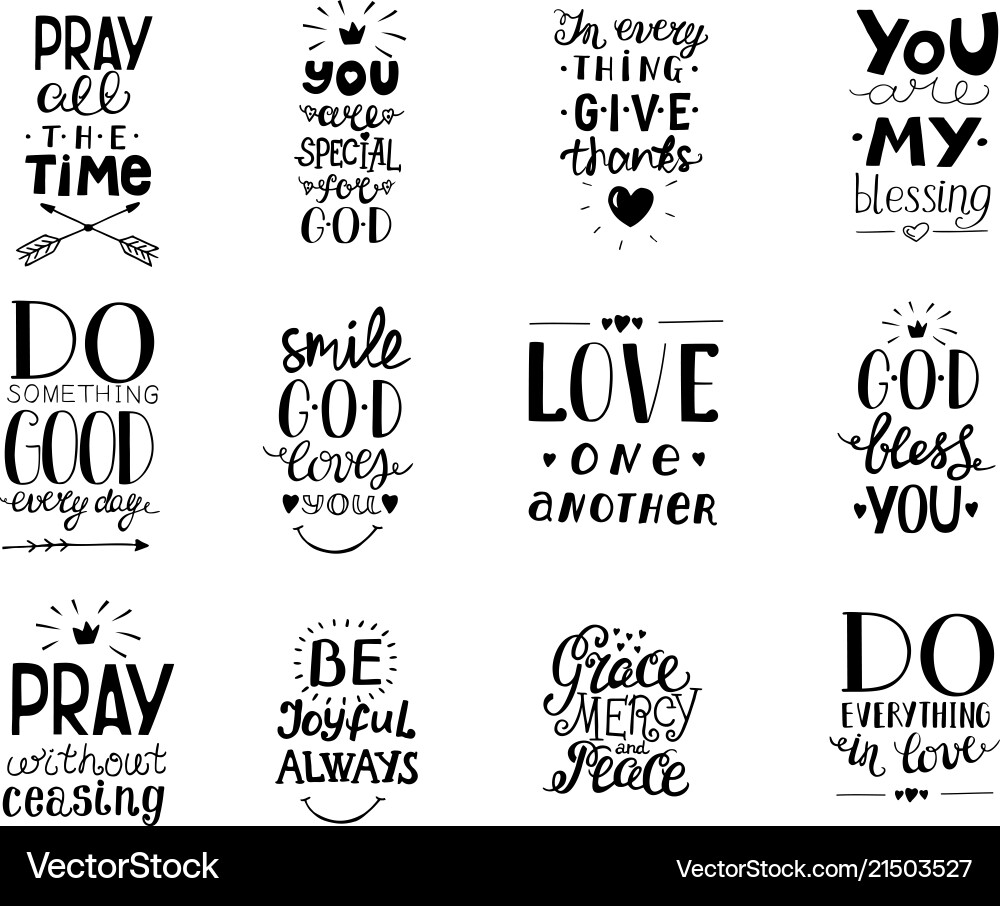 Christian Typography Quotes Set vector image