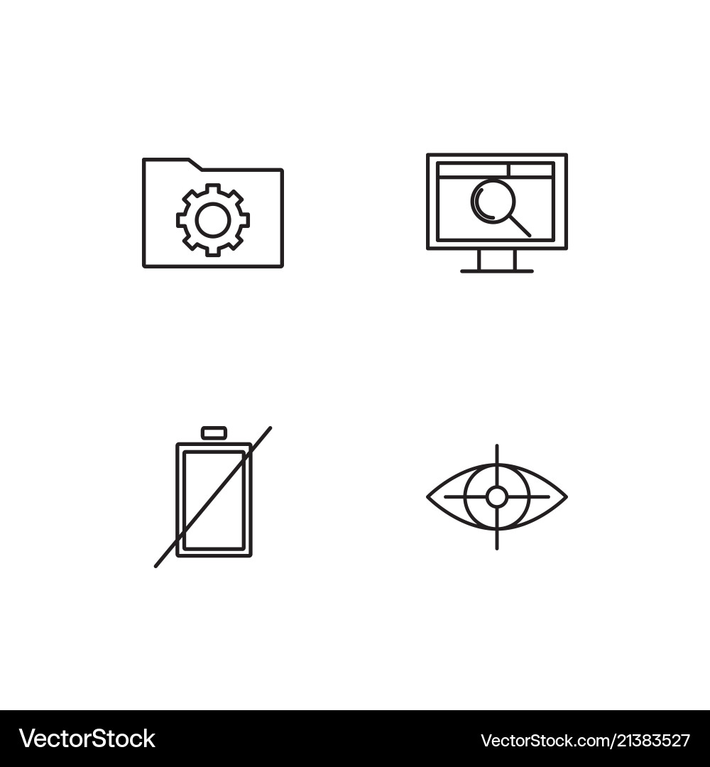 Cyber security linear icons set simple outline vector image
