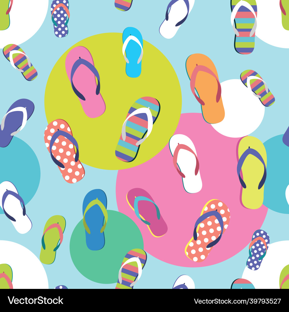 Flip flop color summer pattern seamless repeat Flip flop color summer pattern seamless repeat vector image