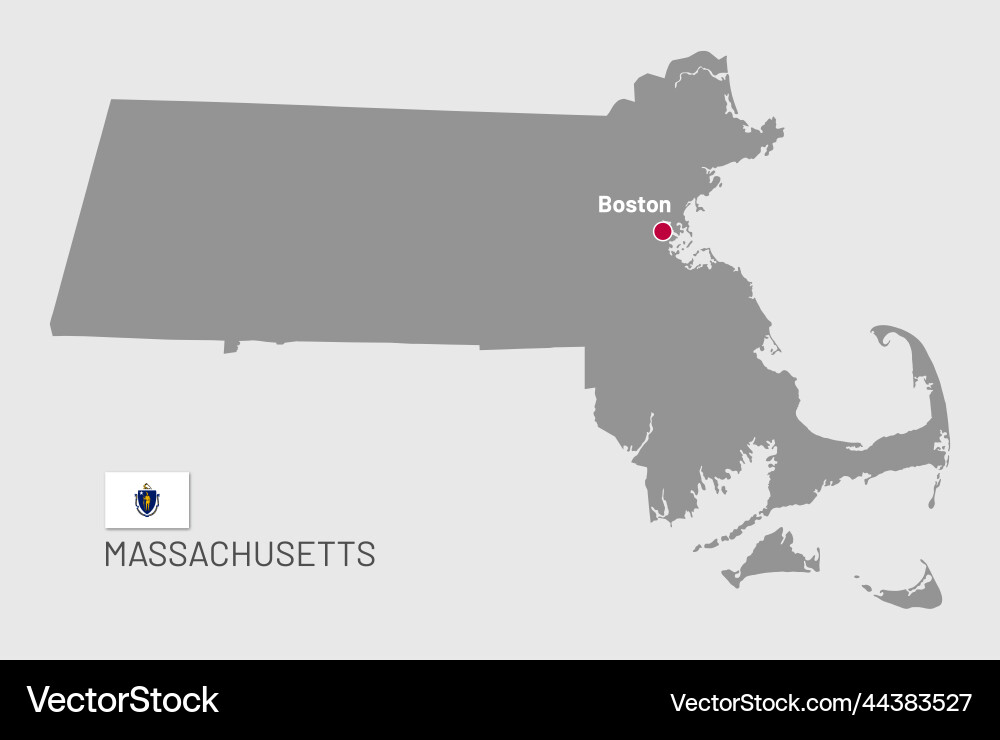 Gray map of massachusetts federal state usa Gray map of massachusetts federal state usa vector image