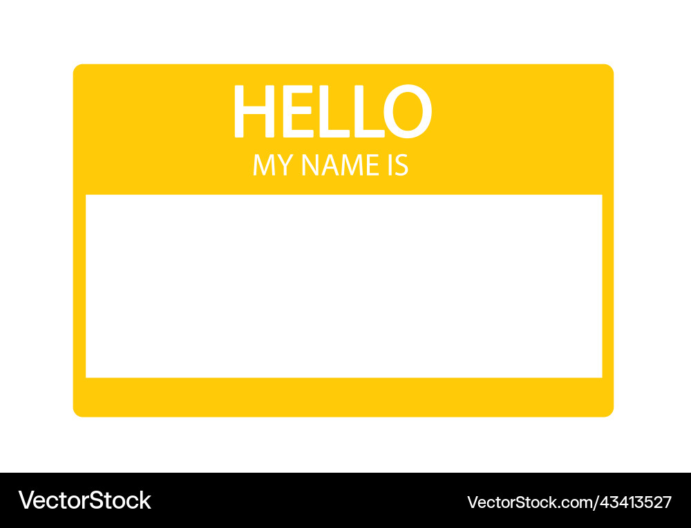 Hello my name is introduction flat label Hello my name is introduction flat label vector image