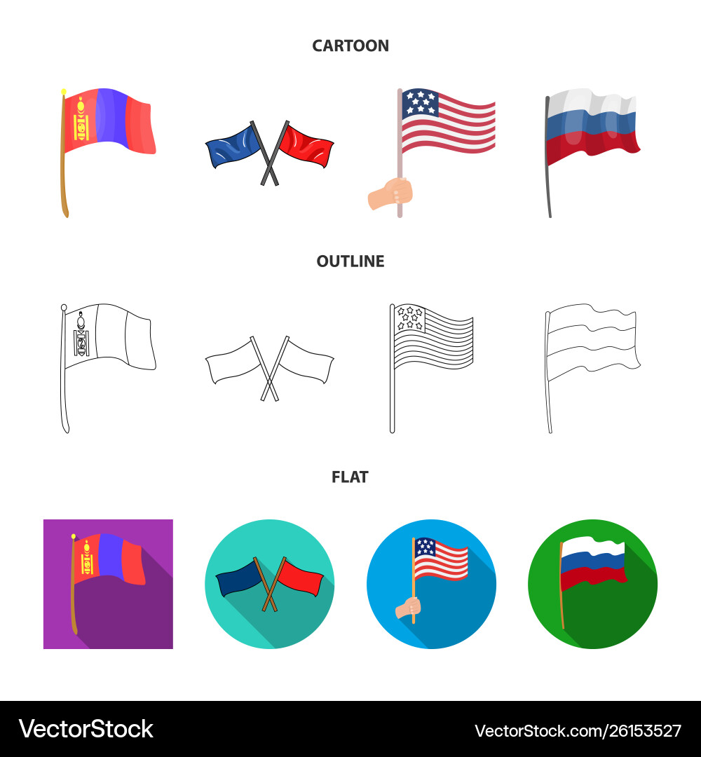 Isolated object world and flag icon collection vector image