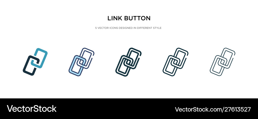 Link button icon in different style two colored Link button icon in different style two colored vector image