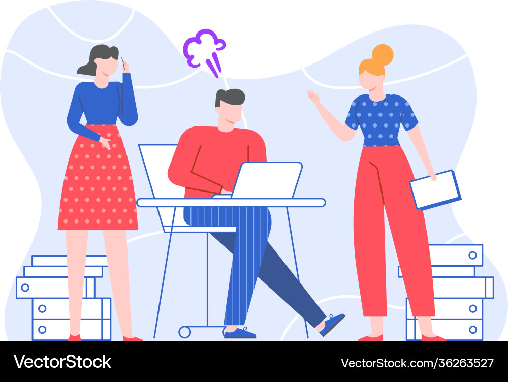 Office worker listens to instructions and get Office worker listens to instructions and get vector image