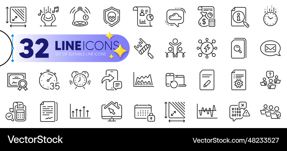 Outline set of edit document inclusion Vector Image