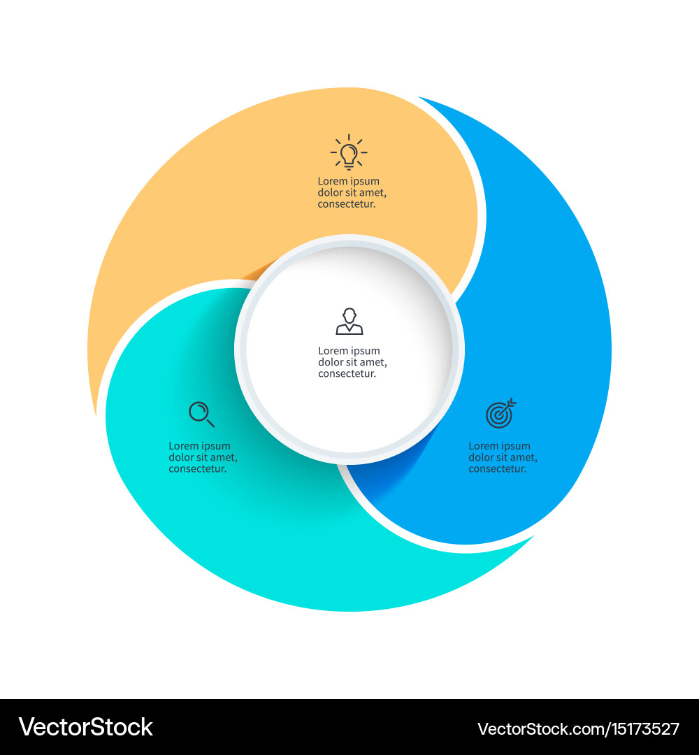 Presentation Template: Three Sections Chart vector image