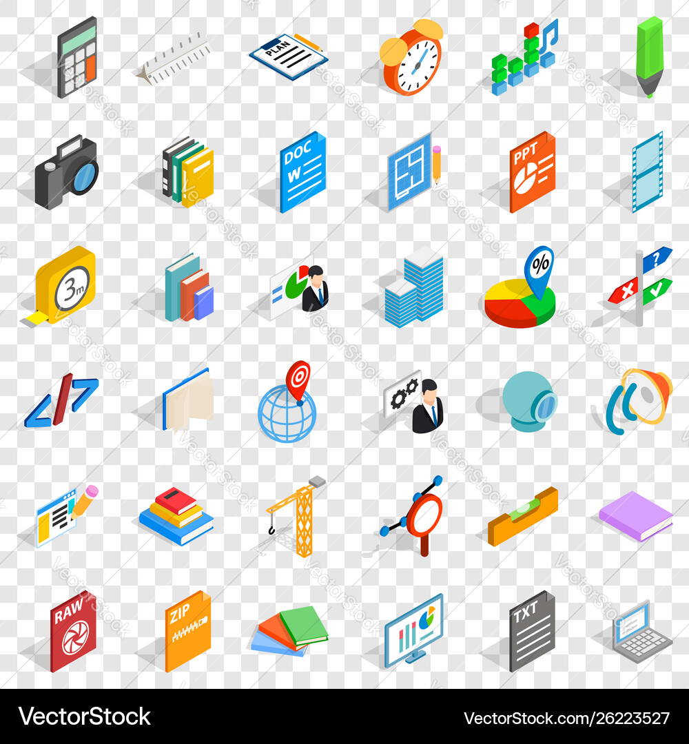 Printing icons set isometric style Printing icons set isometric style vector image
