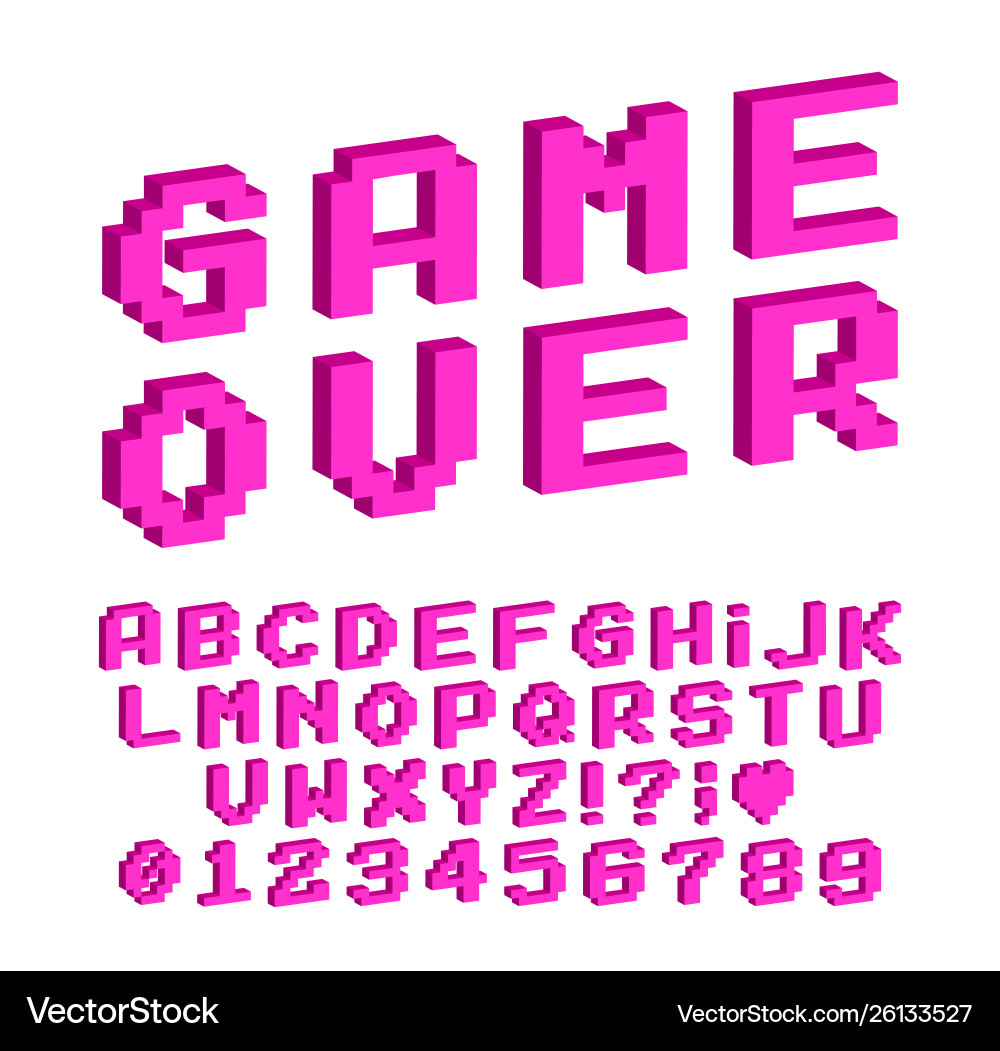 Retro Pixel Font Set vector image