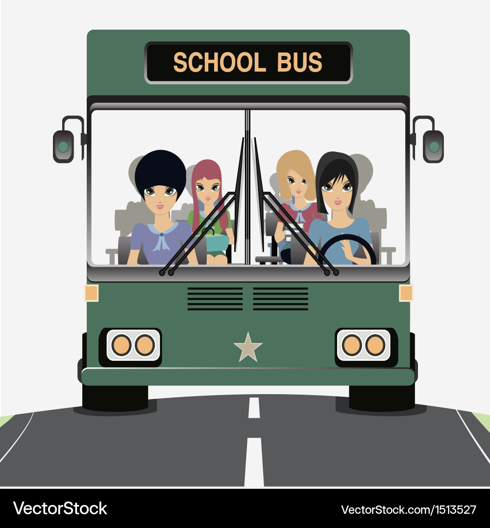 School Bus with Children Vector Image