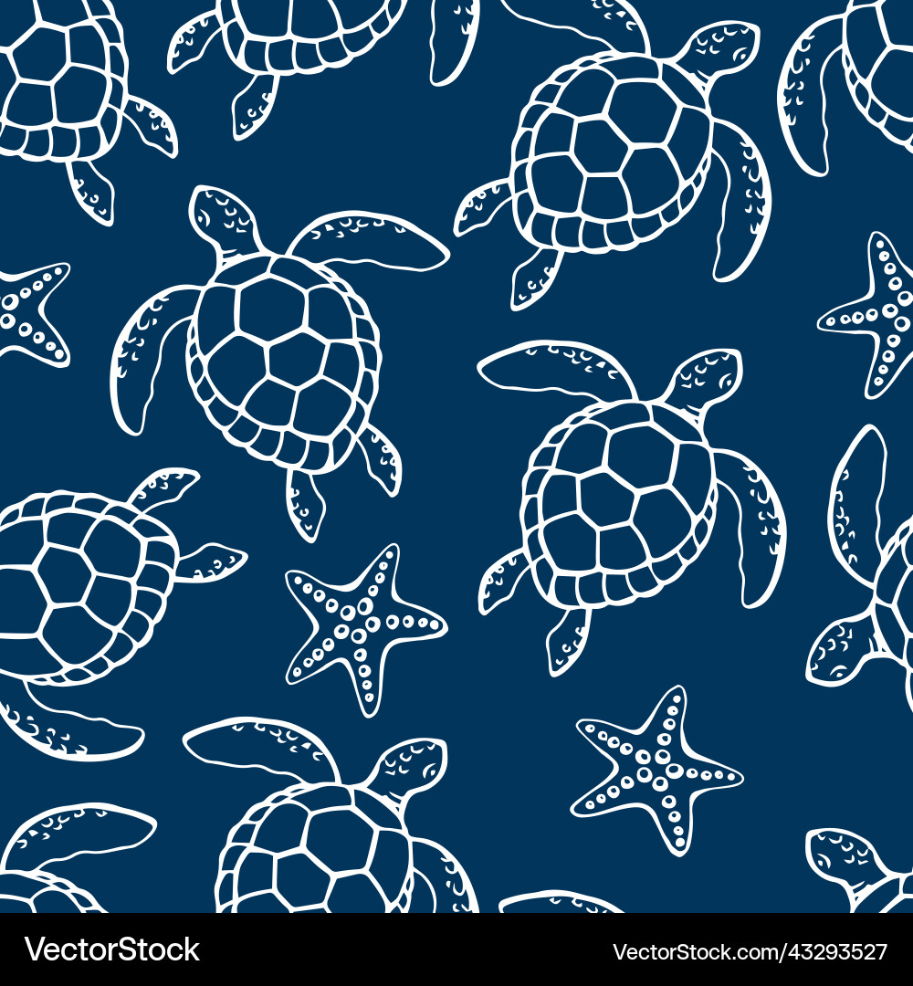 Seamless pattern with sea turtle or ocean Seamless pattern with sea turtle or ocean vector image
