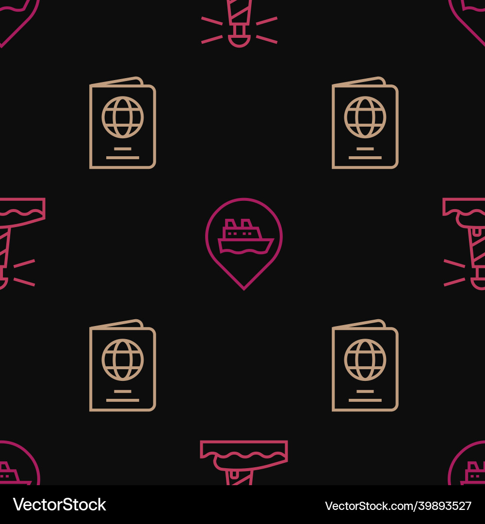 Set line lighthouse passport and location Set line lighthouse passport and location vector image