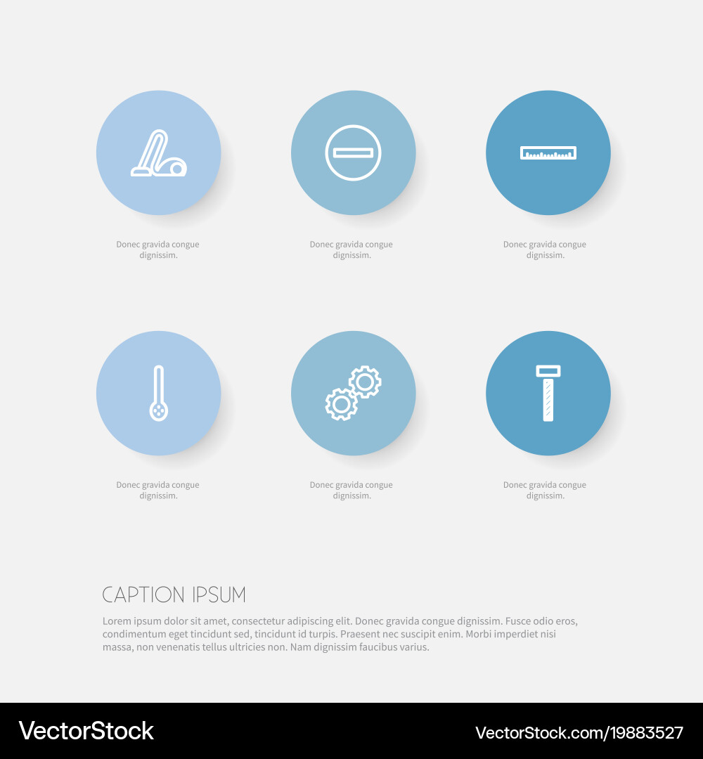 Set of 6 editable tools icons line style includes vector image