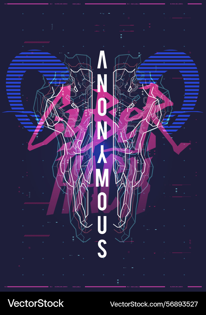 Tech abstract poster template with hud elements vector image