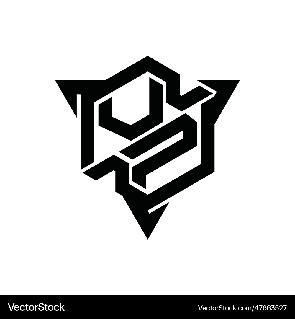 Vp logo monogram hexagon shape with triangle Vector Image