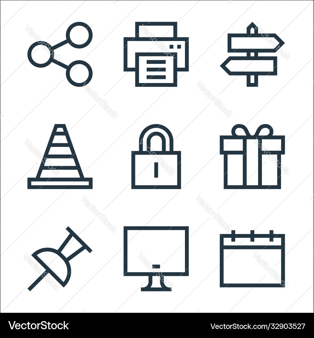 Web essentials line icons linear set quality Web essentials line icons linear set quality vector image