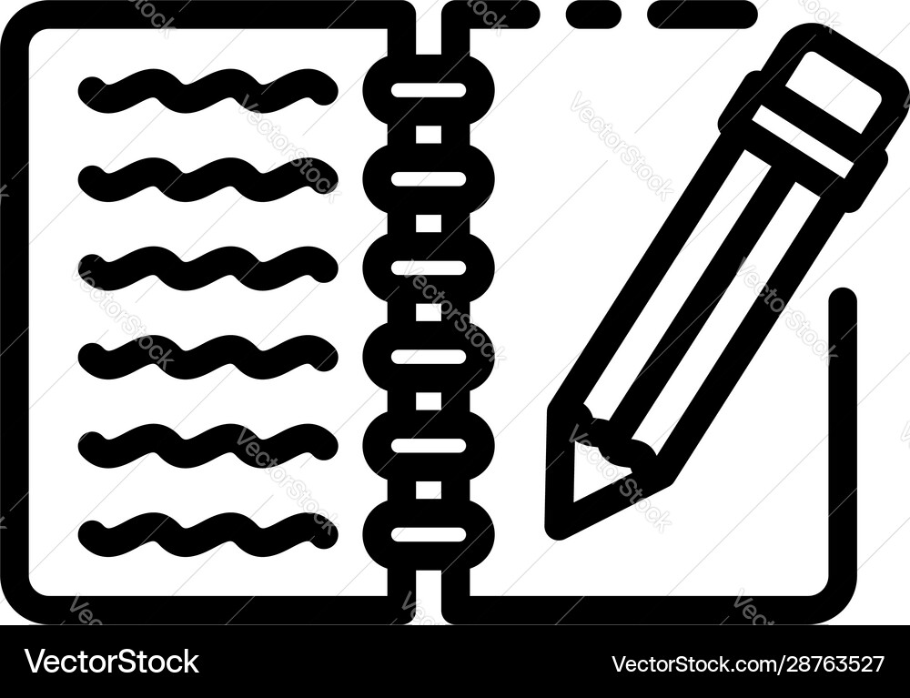 Writing notebook icon outline style Writing notebook icon outline style vector image