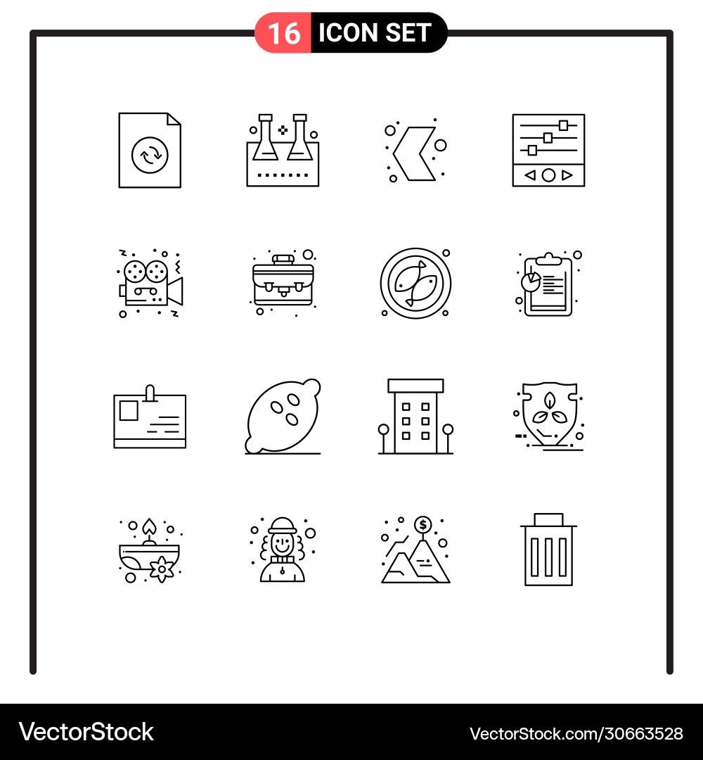 16 universal outlines set for web and mobile Vector Image
