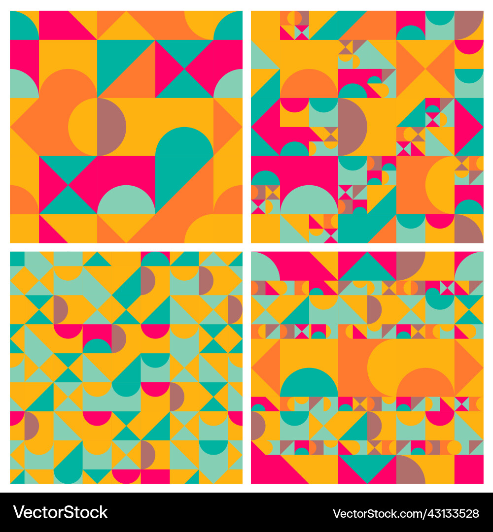 Abstract seamless pattern set with geometric Abstract seamless pattern set with geometric vector image