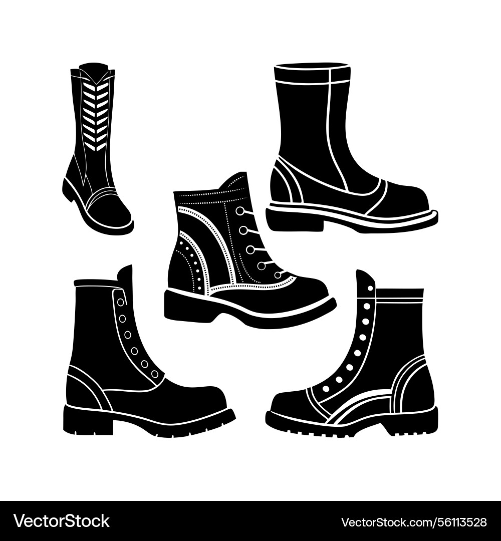 Boot designs each with unique stitching 2 Vector Image